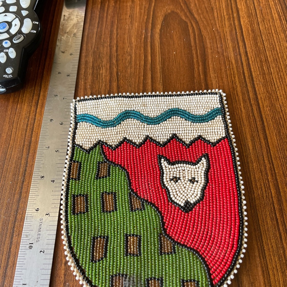 Indigenous Beaded Art with Red, Green, and White